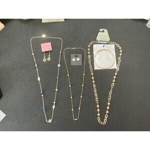 Vintage Gold Tone Jewelry Lot Loft Necklace Earrings Bundle $48